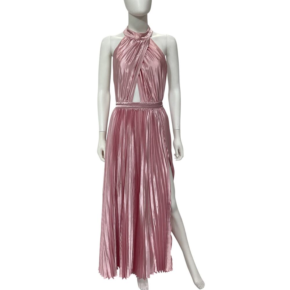 L'idee Pleated Light Pink Renaissance Split Gown Size 8 AUS / 4US / S - Picture 2 of 5